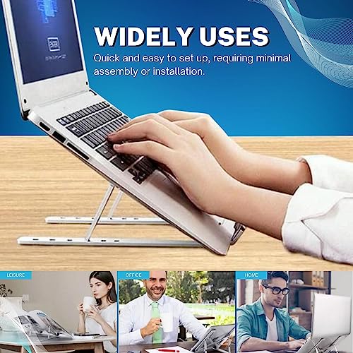 Image of Laptop Stand for Desk, Adjustable Laptop Riser with Storage Bag, Non-Slip Silicone Pads, 6 Eye Levels, 10 inch to 15.6 inch, Aluminum MacBook Stand, Foldable Laptop Holder