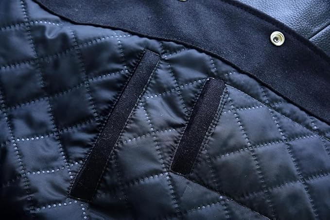 Men's Chicago Vintage Baseball Game Letterman Bull Black Wool & Leather Jacket2