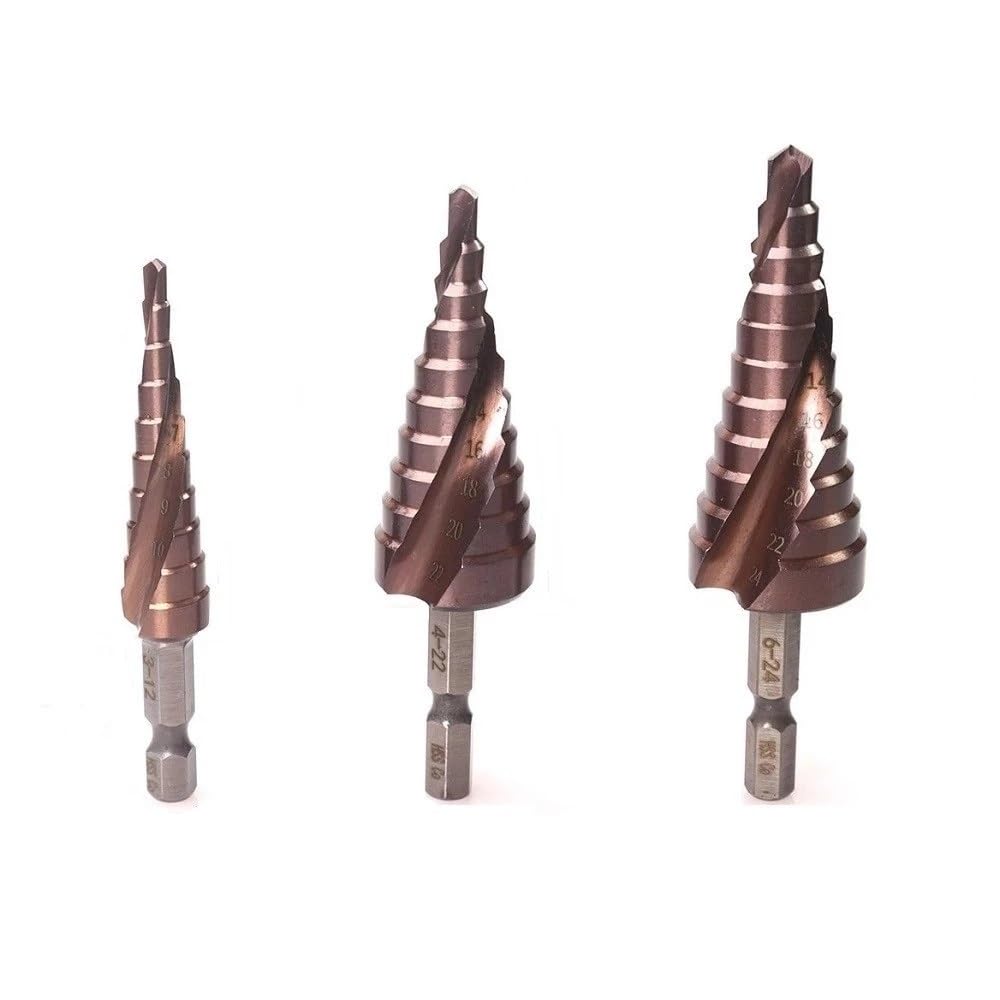 3 Pz M35 5% Punta Da Trapano Passo 3-12mm 4-22mm 6-24mm HSS-CO HSS Cono Punte Da Trapano In Metallo Manico Esagonale Punta Da Trapano Utensili Elettrici
