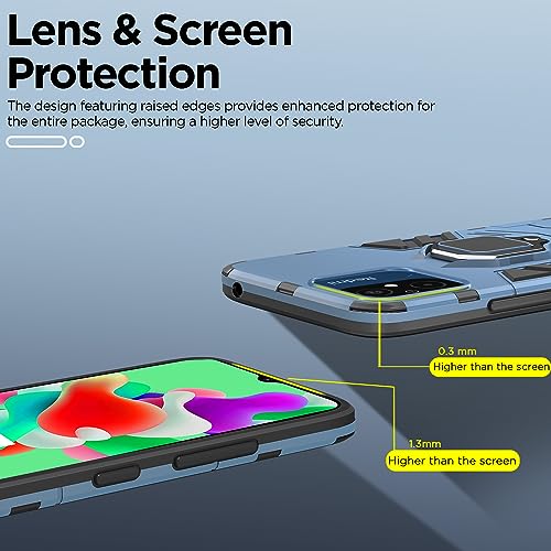 Image of Pikkme Redmi 12C / Poco C55 Back Cover | D5 Tough Armor Bumper | 360 Protection Case | Ring Holder Stand Case (Blue)