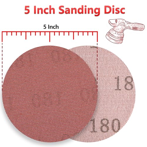 Image of 50 Pcs 5 Inch Mesh Sanding Disc for Random Orbital Sander 180 Grit