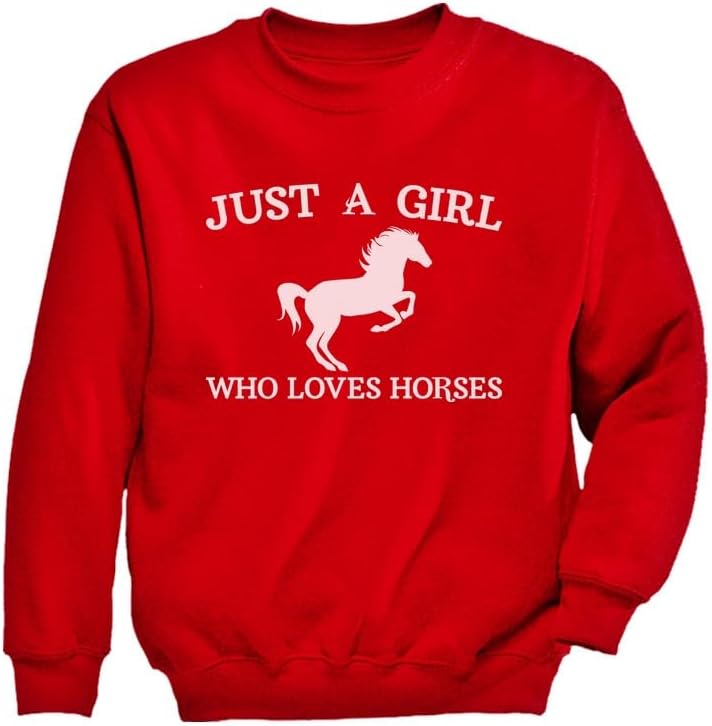Tstars Horse Sweatshirt for Girls - Just a Girl Who Loves Horses Equestrian Gift for Kids Who Love Riding