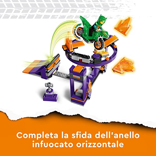 60359 City Stuntz Sfida Acrobatica: Schiacciata sulla Rampa, Set 2 in 1 con Moto Giocattolo Dinosauro con Carica e Vai, Idea Regalo per Bambini e Bambine da 5 anni - Lego - Immagine 2