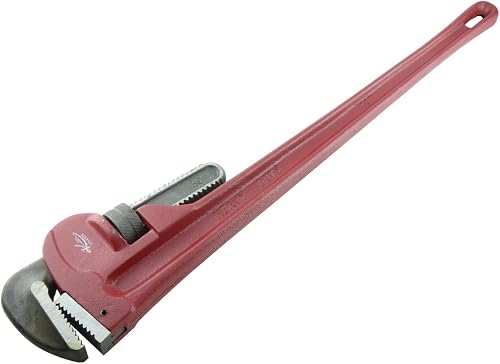 K Tool International 49036 36" Adjustable Pipe Wrench for Garages, Repair Shops and DIY, Heat-treated, Cast Iron Drop Forged Steel Jaws, 3-1/2" Capacity, Red Enamel Finish