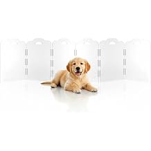 Clear Acrylic Dog Gate, Indoor Pet Barrier, Free-Standing 24" H Foldable 6-Panel Fence for Puppies & Small Dogs, No Drilling, Visual Boundary for Doorways, Hallways, Kitchens & Pet-Free Areas