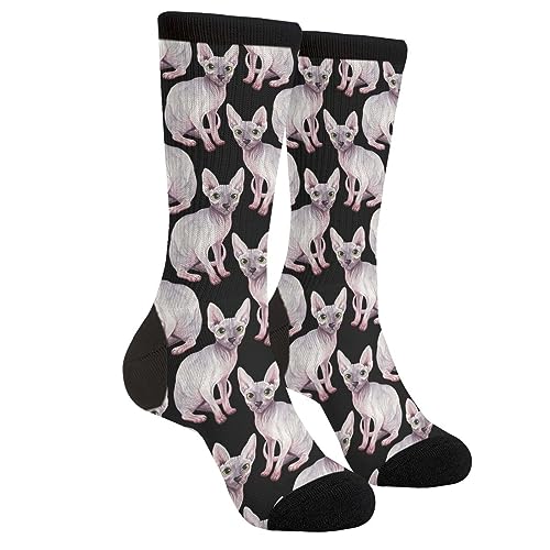 Jinjinkiang Cute Watercolor Purebred Sphynx Naked Hairless Cat Unisex Casual