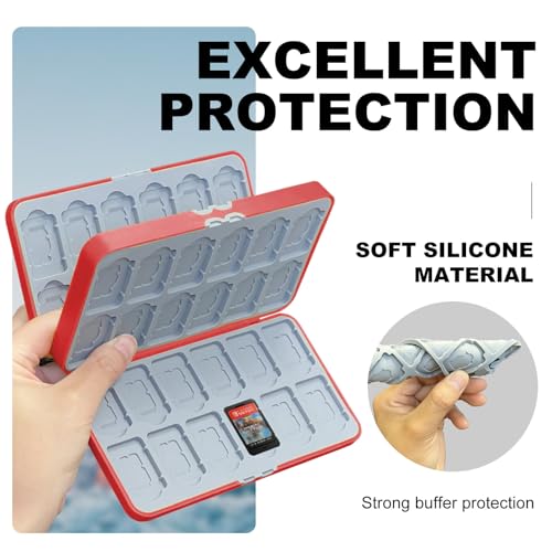 BAYINBROOK Switch Game Card Holder with Magnetic Lock – 48 Game Cartridge & 48 MicroSD Card Slots – Shockproof Silicone Lining – Portable Travel Storage Case Compatible with Nintendo Switch (B06) - Image 4