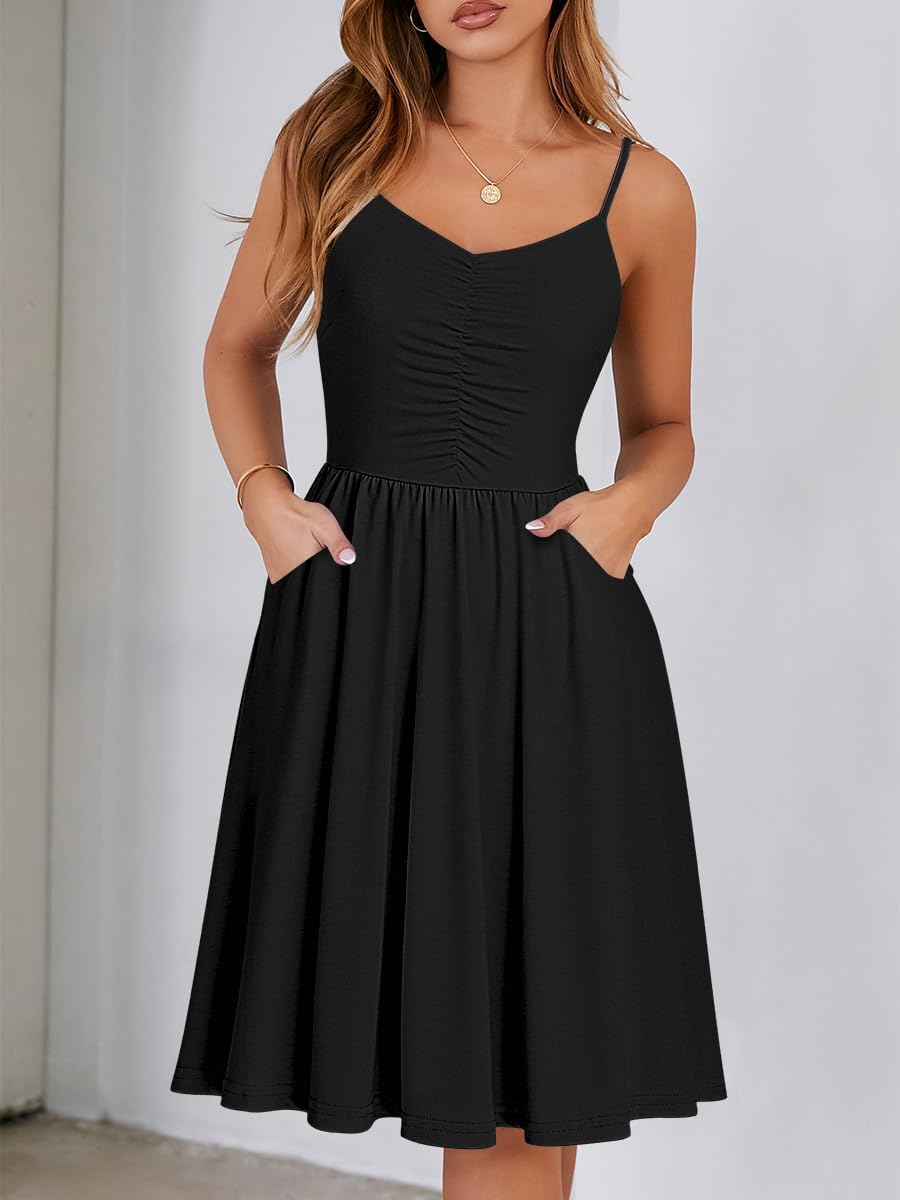 YATHON Casual Dresses for Women Sleeveless Cotton Summer Beach Dress A Line Spaghetti Strap Sundresses with Pockets - Image 5