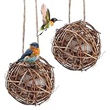 Yardwe 2PCS Bird Nesting Material Balls, Bird Nesting Material for Outdoor Hummingbird Houses, 3.14 Inch Unique Hanging Nest Balls Ideal for DIY Craft Lovers