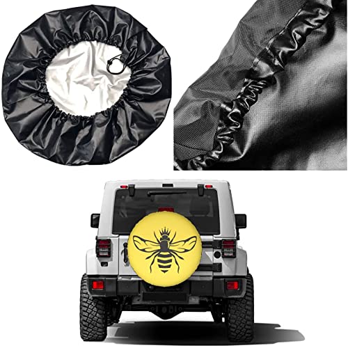 Image of Delerain Honey Bee Spare Tire Cover Wheel Protectors Sun Protector Waterproof for Jeep Trailer RV SUV Truck and Many Vehicle(16 Inch for Diameter 29 inch-31 inch)