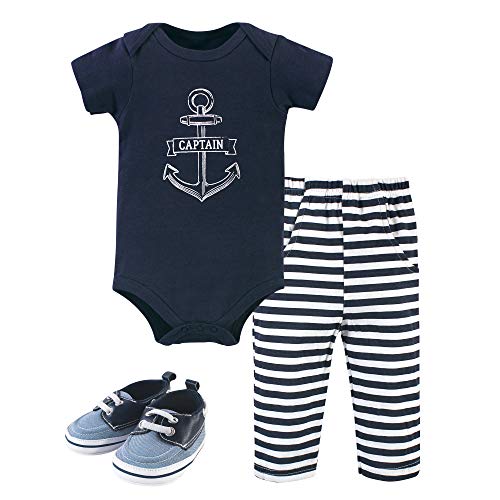 Image of Hudson Baby Unisex Baby Cotton Bodysuit, Pant and Shoe Set