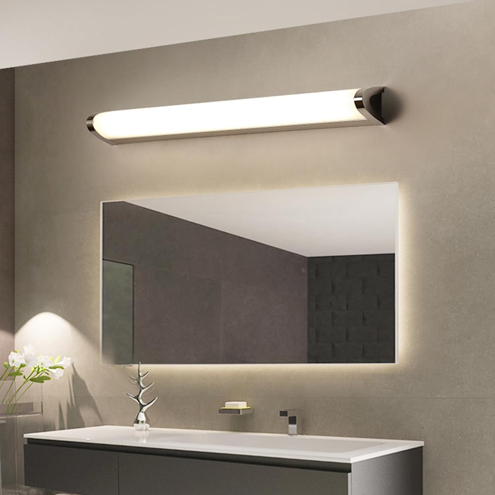 Jadssox Barra Luminosa a LED lineare per Trucco Lampada da Bagno Moderna Barra sopra Lo Specchio Apparecchio di Illuminazione a Specchio Cromato Lampada da Parete per Trucco a Striscia Lunga sopra Lo
