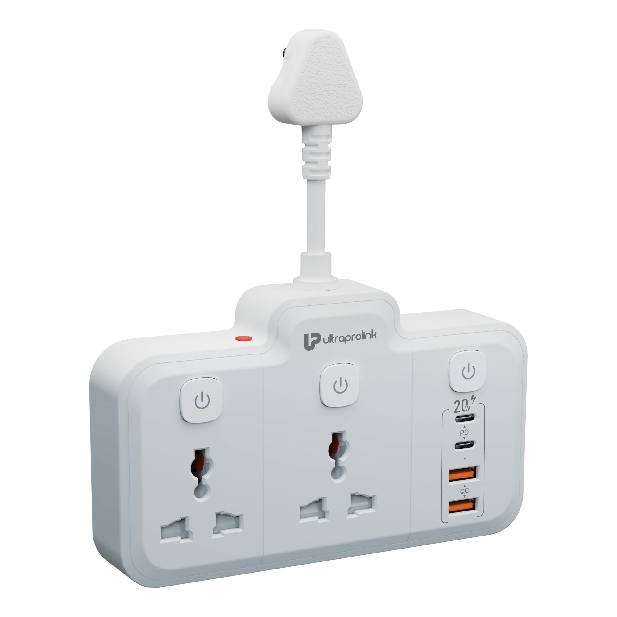 UltraProlink 6 in 1 Surge Extension Board |Device Safety with ISI Approved Heavy Duty Cable-25cm6 Ports-2 Fast Charge Type-C(PD 20W),2 USB-A Ports & 2 AC Sockets|3 Power Switches|Made in India|UM1272-image-25