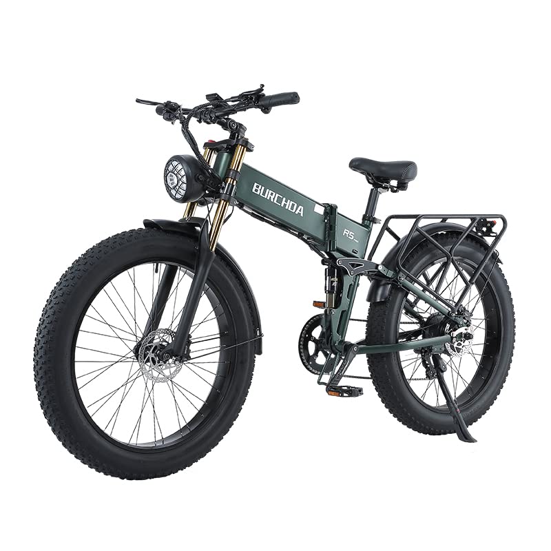 CEAYA Full Suspension Electric Bike - 26 * 4.0 Fat Tire, Shimano 8 Speed Folding E-bike for Adults