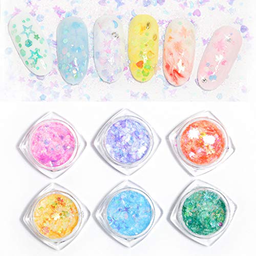 Abcidubxc Epoxidform, 6 Flaschen Sterne Herz Schmetterling Mix Pailletten Glitzer UV Harz Epoxidform Füllung Für DIY… – Bild 3