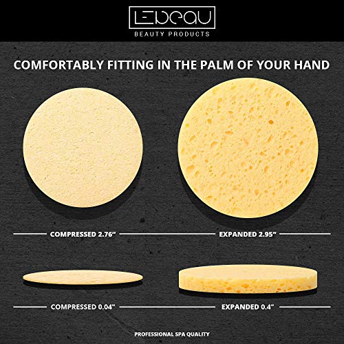 Lebeau Compressed Facial Sponges, Face Sponges For Cleansing, 100% Natural Cellulose Facial Sponge, Professional Spa Quality Face Sponge (50 Counts, Yellow) #TOP5