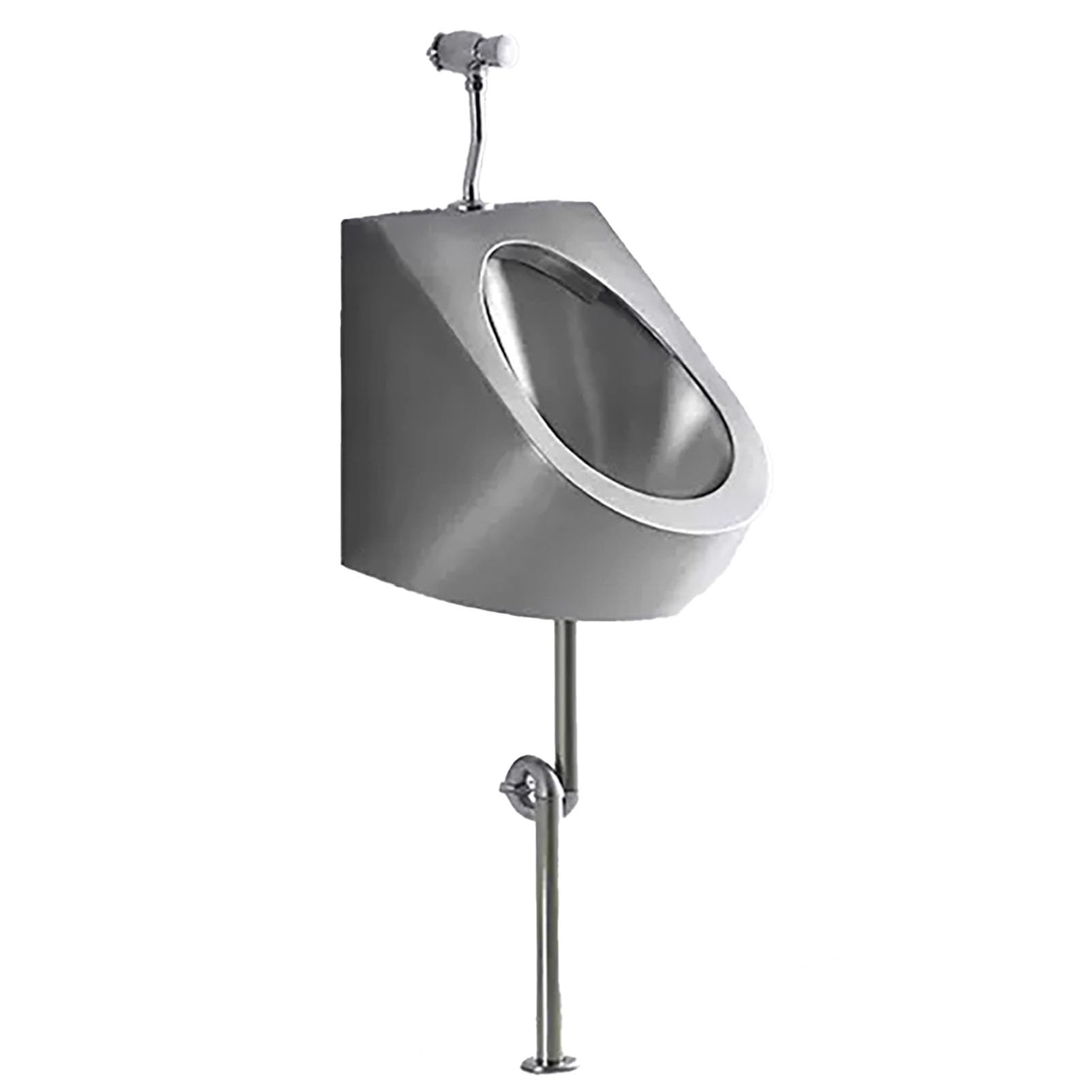 GTHTUHFD 304 Stainless Steel Urinal, Wall Mounted Commercial Men'S Urinals, Splash-Proof Urinal With Flush Valve, High Efficiency Flushing Public Toilet Urinal,Silver-Ground,Silver-Ground ROW