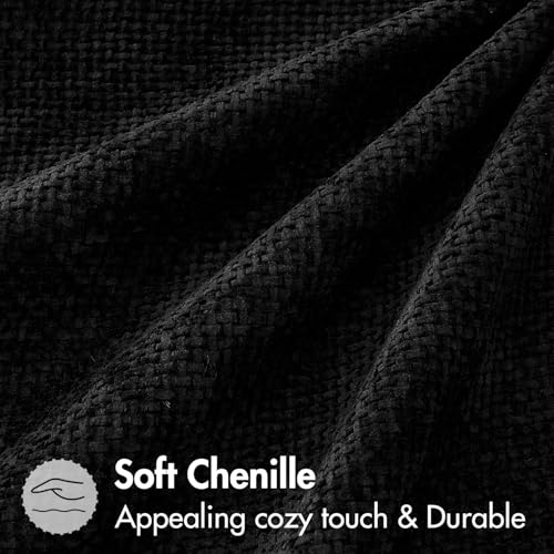 Image of MIULEE Pack of 2 Couch Throw Pillow Covers 18x18 Inch Black Modern Boho Accent Decorative Pillow Covers Soft Chenille Farmhouse Cushion Covers for Home Decor Bed Sofa Living Room