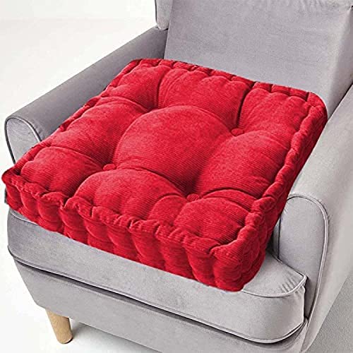 快適なシートクッション ソファシートクッション アームチェアパッド 厚さ10cm コットン スクエアチェアクッション 屋内 屋外 自宅 車 オフィス用,赤,50×50×10cm
