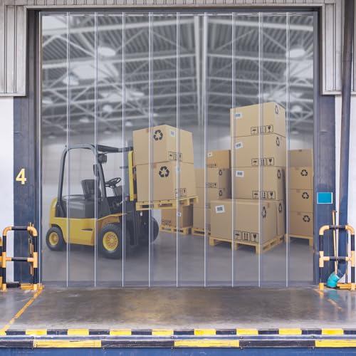 Image of Moukeren Plastic Curtain Strips, 50 ft x 12 in Clear PVC Strip Curtain Roll, Heavy Duty Plastic Insulated Freezer Door Strips for Commercial, Walk-in Cooler, Garage, Warehouse, 0.08 inch Thickness