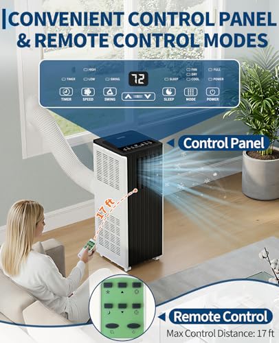 Image of Garvee 8000 BTU Portable Air Conditioner, 3-in-1 Cooling, Dehumidifier & Fan Portable AC for Bedroom & Small Rooms up to 350 Sq. Ft., Sleep Mode, 24-Hr Timer, Remote, Window Kit, 115V, Black Top