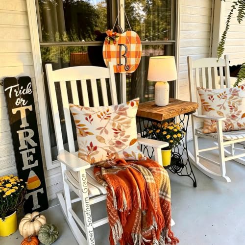 Image of Fall Pillow Covers 18x18 inch Orange White Fallen Leaves Decorative Outdoor Throw Pillow Covers Autumn Thanksgiving Farmhouse Decoration for Home Couch(42-18)