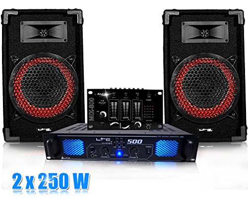 Inconnu Pack DJ Sono Table de Mix, Ampli 2x250W + Cables