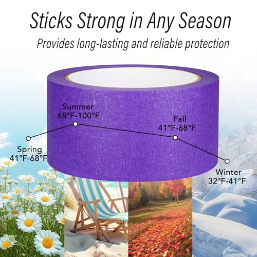 Image of Purple Painters Tape - Purple Masking Tape 2 Inch Wide - Multi-Surface, Smart Adhesion, Indoor & Outdoor - Paint Tape for DIY, Labeling, Art, Car, General Purpose - 90FT Total