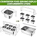 Ziliny Countertop Food Serving Display Container and Clear Roll Top Cover Stainless Steel Food Serving Tray Buffet Condiment Dispenser Display Rack for Restaurant Hotel Kitchen Party (21 x 13 x 13'')