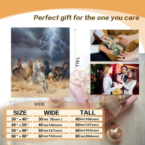 Horse Blanket Galloping Running Horse Soft Decorative Flannel Throw Blanket Lightweight Cozy Fuzzy Blanket for Couch, Bed and Chair-60''x50'' - Image 9