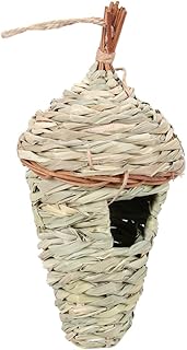 GANAZONO bird cage decor hanging birdhouse hummingbird grass hanging woven hummingbird houses hand decor straw birds nest straw nest for birds manual decorate the bird's nest Bamboo