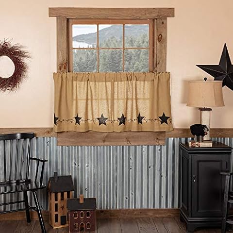 Star and Pip Country Primitive Burlap Curtains Cover