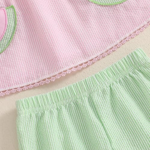 Summer Baby Girl Outfit Striped Tunic Sleeveless T-Shirt Top and Shorts Infant Girl Summer Clothes 2Pcs Set4