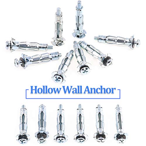 Glarks GLLAZXMB-32 30Pcs 4X32Mm Heavy Duty Zinc Plated Steel Molly Bolt Hollow Drive Wall Anchor Screws Set thumb #3