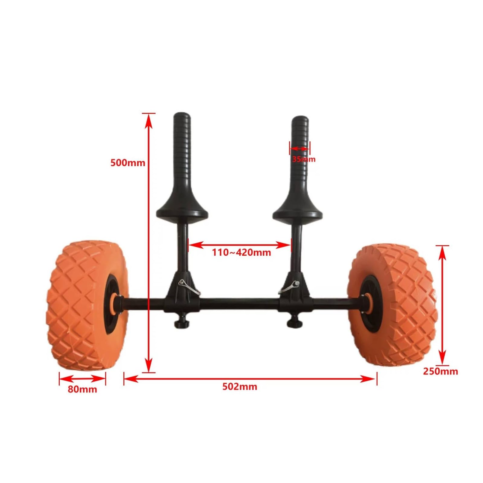 Remolque para Kayak Carrito Porta Kayak Carro Transporte Náutico Soporte Ajustable con Estructura Metálica y Acolchado de Espuma Diseño para Suave en, Naranja