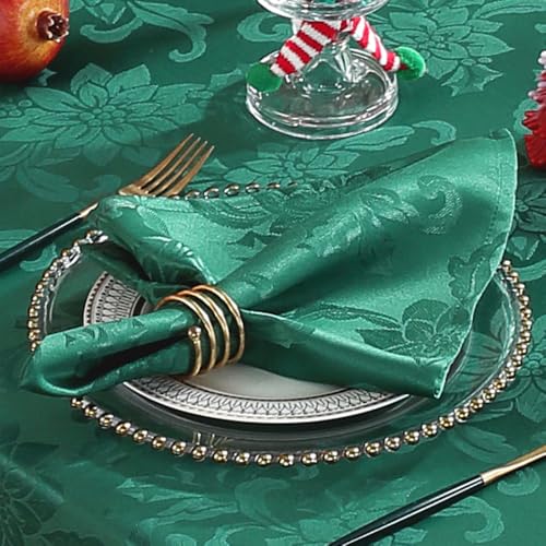 MATIRUG Christmas Cloth Napkins [4 Pack, 20x20 Inch] Polyester Washable and Reusable Table Dinner Napkins for Hotel, Lunch, Restaurant, Weddings, Event and Parties,Green