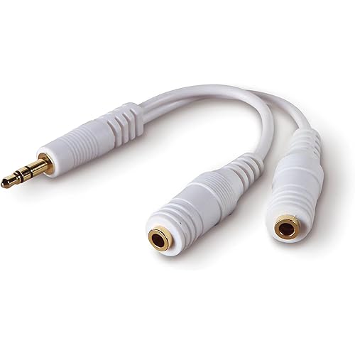 Belkin 3.5mm Audio Splitter – Dual Headphone and Speaker Jack Adapter for Sharing Music or Videos – Compatible with iPhone, iPad, Laptops, Tablets, and Other Devices with AUX Port – White