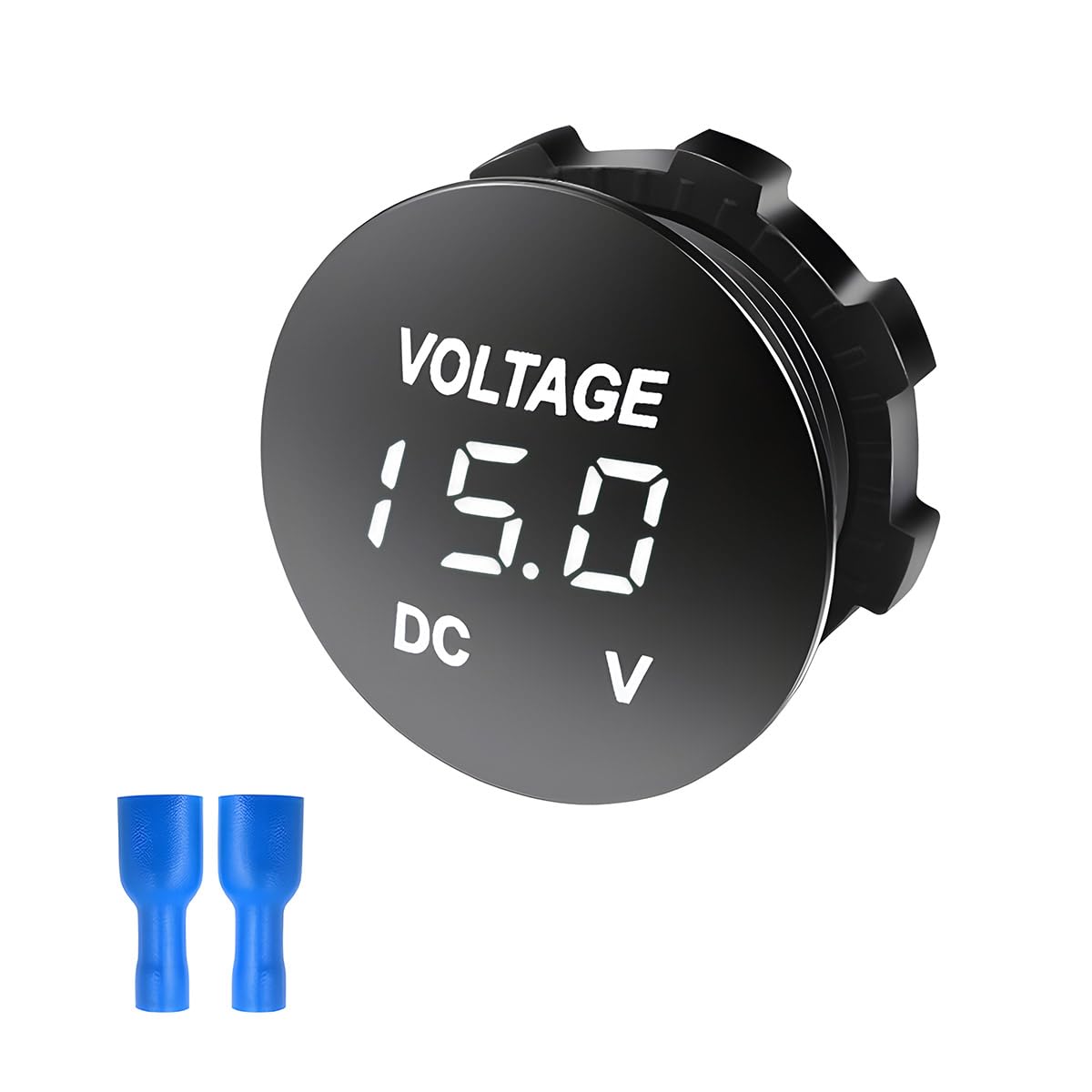 DC 12-24 V Voltmeter Gauge, Mini Digital Display LED Voltage Meter Gauge with Round Panel, Waterproof Battery Monitor Indicator for Car Boat Marine Truck (White)-image-19