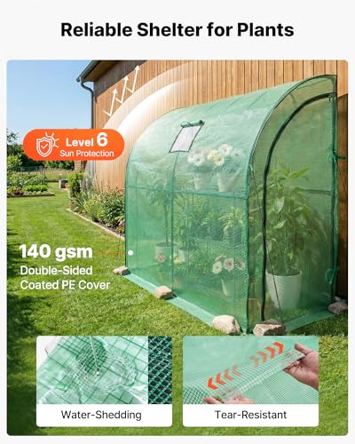 Image of VEVOR Walk-in Greenhouse, 78 inch x 39.4 inch x 78.7 inch Greenhouse for Outdoors with Window, PE Cover, 3-Tier Shelf, Roll-Up Zipper Doors, Walk in Green House Kit, Portable Plant Garden Hot House for Backyard