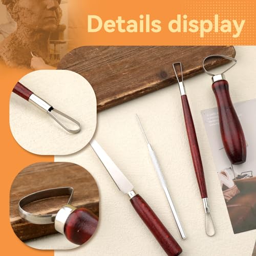 Image of Pottery Tools Kit, Clay Tools Set, Ceramic Tool Kit | Pottery Tools and Supplies with Clay Cutting, Modeling, Trimming Tools for Smoothing, Cleaning, Carving