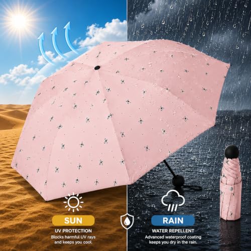 Image of Umbrella for Rain and Sun Protection UPF50+ Mini Capsule Foldable Umbrella for Women Men | 5-Fold Compact Travel Umbrella | Windproof UV Protection | Ring Buckle Anti-Loss