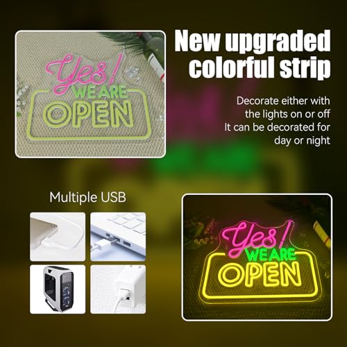 Image of Ineonlife Open Neon Sign Light Up for Wall Decor Yes We Are Open Led Sign for business Acrylic Decoration for bar coffee shop restaurant cafe club party man cave Decorations 13.58x11.81 inch USB POWER