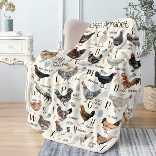 Chicken Alphabet Blanket Gifts Super Soft Lightweight Flannel Blankets Throw for Kids, Adult, Suitable for Couch, Sofa, Bed, Camping, Travel All Seasons 60
