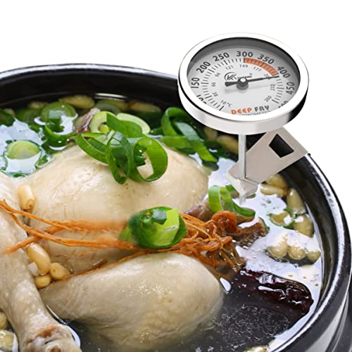 Kt Thermo Deep Fry Candy Thermometer With Stainless Steel 2.5 Inch Dial Thermometer And 12" Probe Meat Cooking Thermometer,Best For Turkey,Bbq,Grill (White Dial) #TOP4