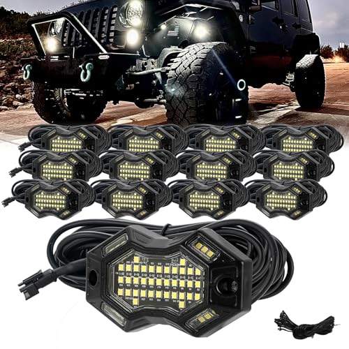 SUNPIE 12 Pods Magnetic White Rock Lights