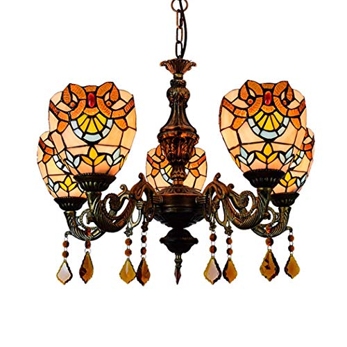 Lustre rétro lustre multi-bras style Tiffany grand lustre en verre