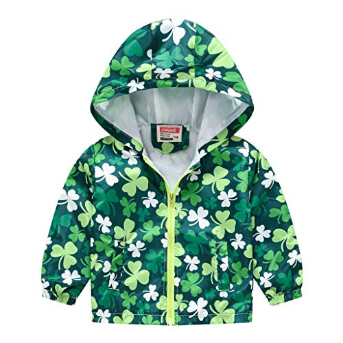 Image of TUIJI Toddler Boys Girls Cartoon Print Zip Jacket Hooded Trench Lightweight Kids Coats Windbreaker Casual Outerwear