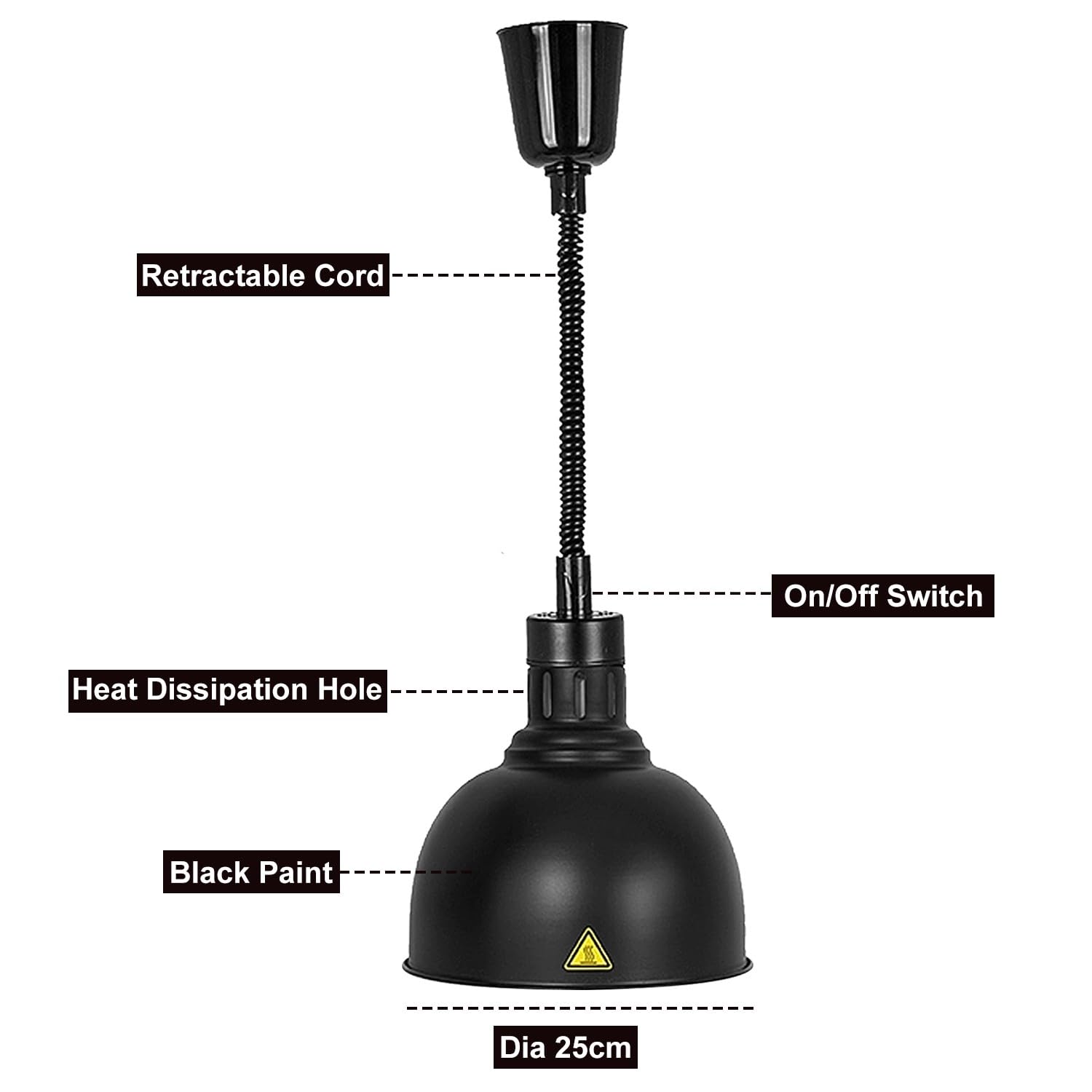 Professionale Lampade Riscaldanti Cucina, Altezza Regolabile (D, 2pcs) | Commerciale Lampade Scaldavivande, Lampada Riscaldante per Alimenti per Mantenere il Cibo Caldo, Lampadina da 250W