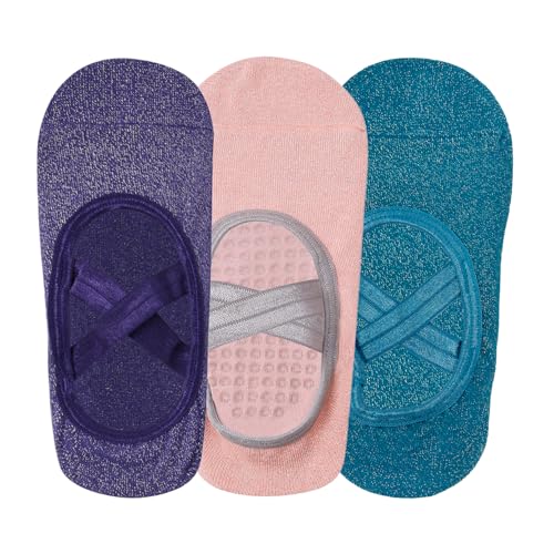 Image of Mint & Oak Pilates Socks with Grips for Women, Ankle Length Non-Slip Yoga Socks, Cotton Ideal For Yoga, Pilates, Gym, Workout, Cute Women's Gift