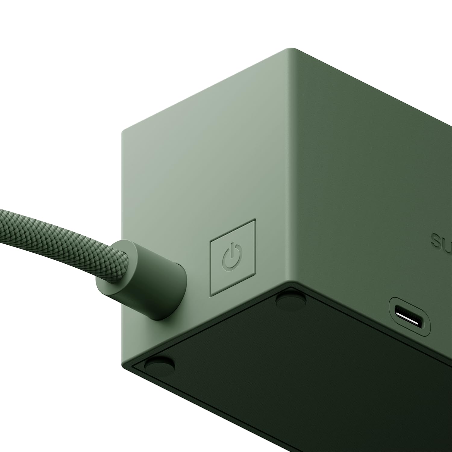 Sudio Brick Kompakte Steckdosenleiste | 2 Steckdosen & 2 USB-C Ports (30W GaN) | 1,8 m geflochtenes Kabel | EIN-/Aus-Schalter | Platzsparendes Design | Aus recycelten Materialien | (Green)